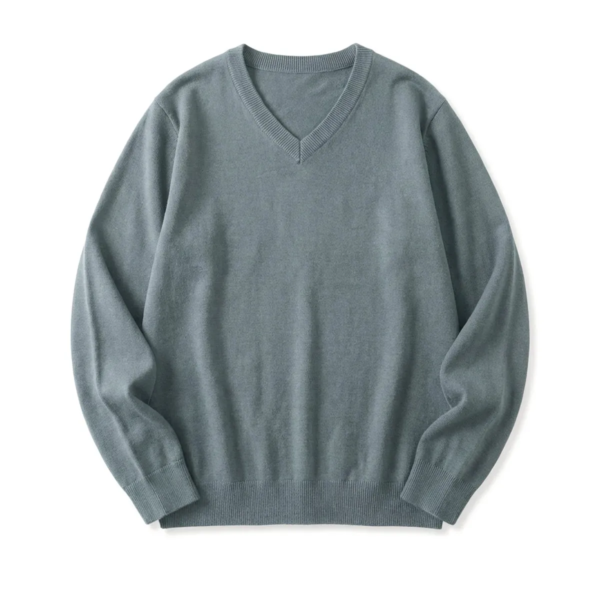 高密度 細ゲージ Vネックニット セーター ビジネスカジュアル 洗濯機洗い可能-Oakln