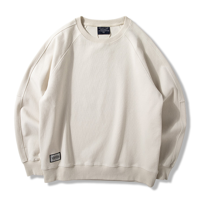 ヘビーウェイトラグランスリーブ無地クルーネックスウェット-oakln