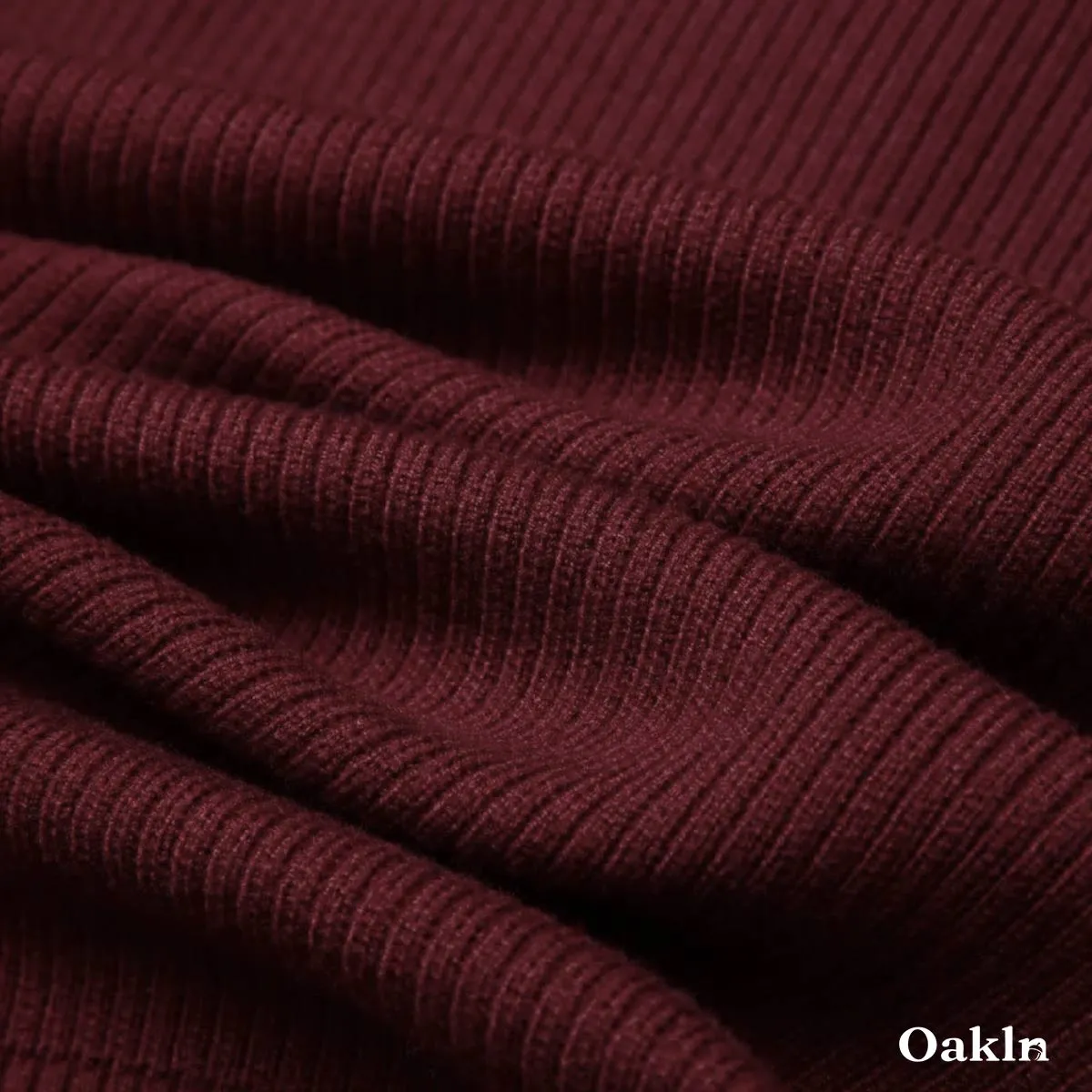  ウォッシャブルハーフジップニット 配色襟元 縦リブ-Oakln