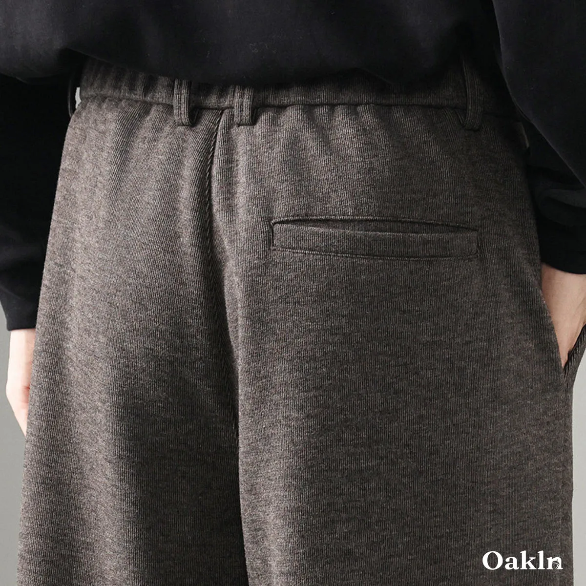 ワイドパンツ  メンズ ウール混  ストレートシルエット  スラックス  春秋冬向け -Oakln