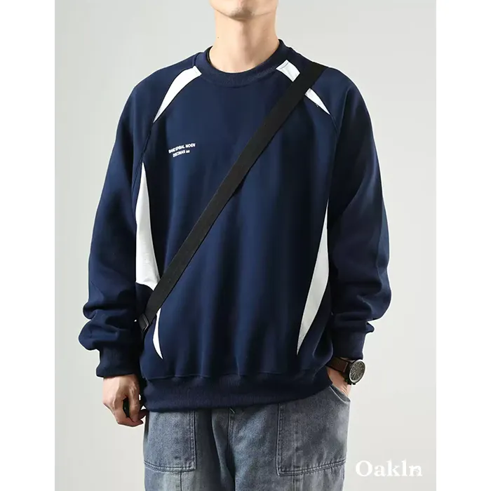 配色 切り替え スウェット メンズ スウェット ラグランスリーブ スポーティ ゆったり 体型カバー アメリカンヴィンテージ 春秋冬-Oakln