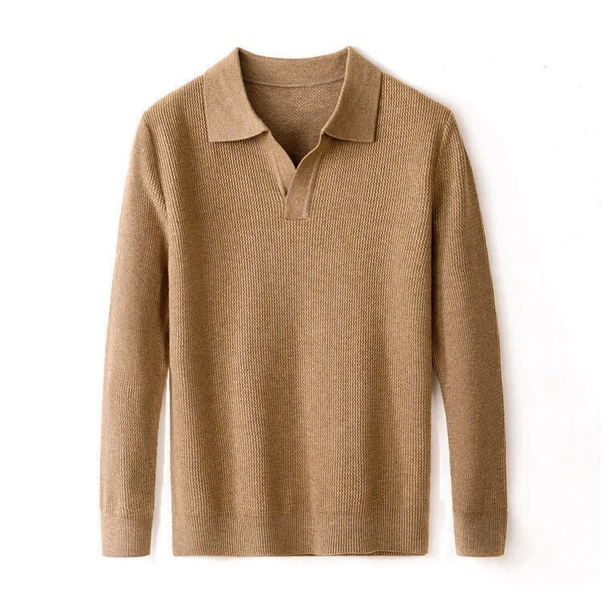 スキッパー ニット 羊毛混 鹿の子編み 襟付き ウォッシャブル ボタンレス ポロネックニット ウール混 立体テクスチャー 洗濯機対応