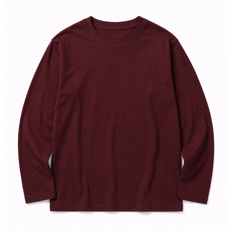 270gヘビーウェイト天竺編み  お腹まわりのラインを拾いにくい コットン100％無地 長袖Tシャツ インナーにも一枚着にも