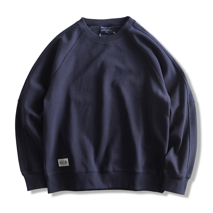 ヘビーウェイトラグランスリーブ無地クルーネックスウェット-oakln
