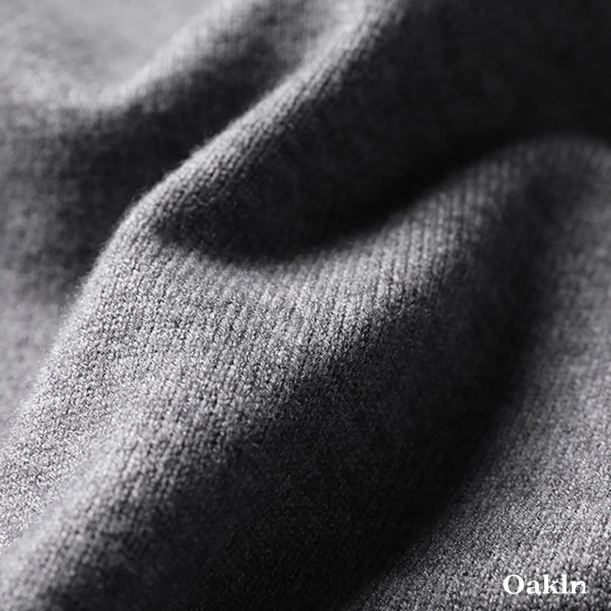 ハイネックニットカーディガン ウール混 伸縮性あり リブ袖 柔らかい-Oakln