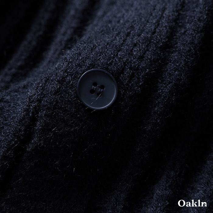 2色展開　無地ローゲージニットカーディガン-oakln