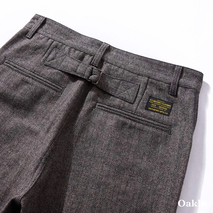 ヴィンテージカジュアル　 ヘリンボーン柄ウールスラックス-oakln
