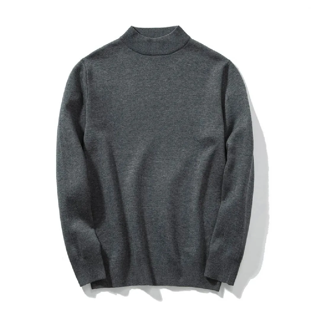 ハーフハイネック ニット メンズ 14ゲージ セーター 洗濯機洗いOK 綿混 きめ細かな平織り ゆったり 体型カバー  春秋冬向け-Oakln