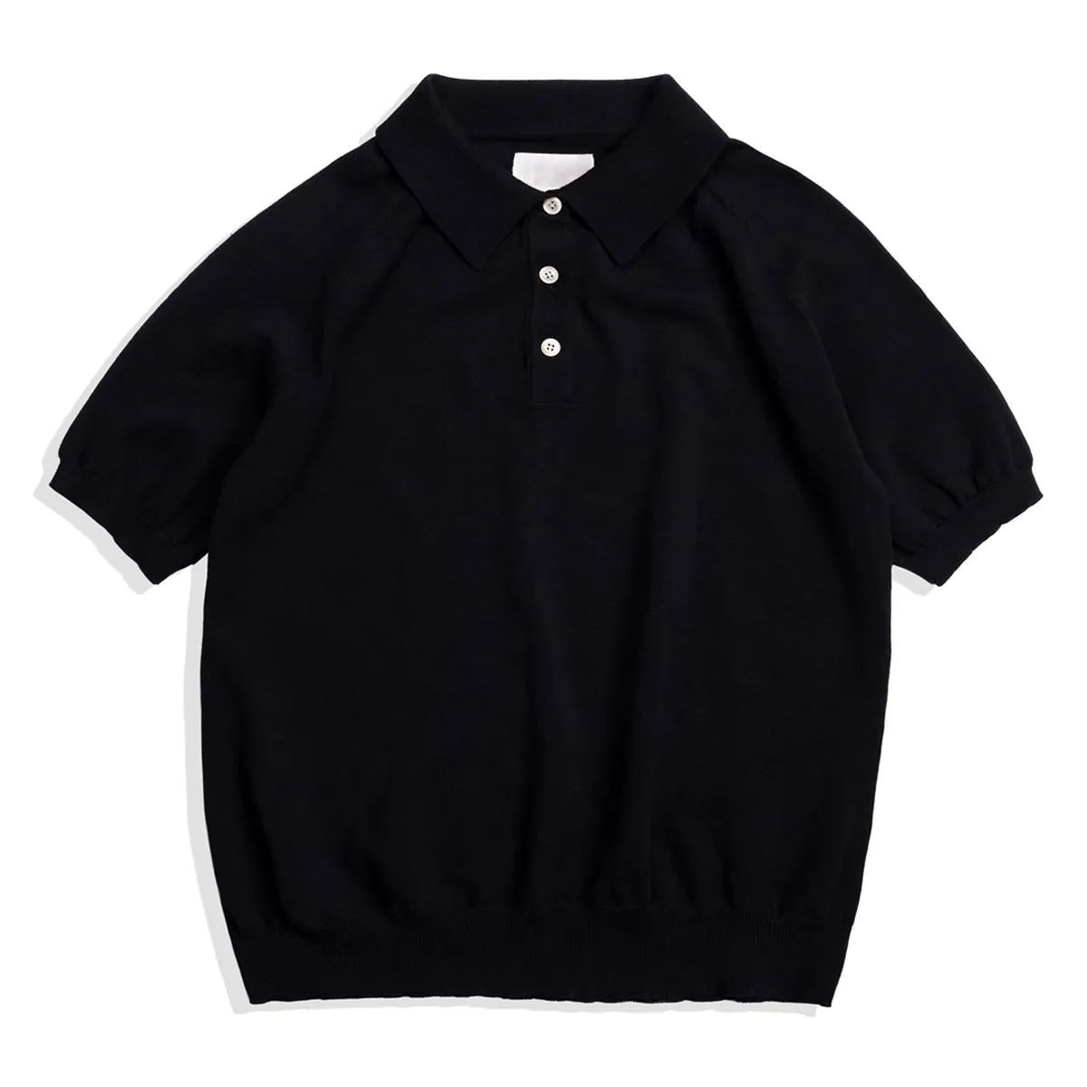 アイロン不要 レトロニットポロシャツ ラグランスリーブ さらりと快適で肌にまとわりつかない