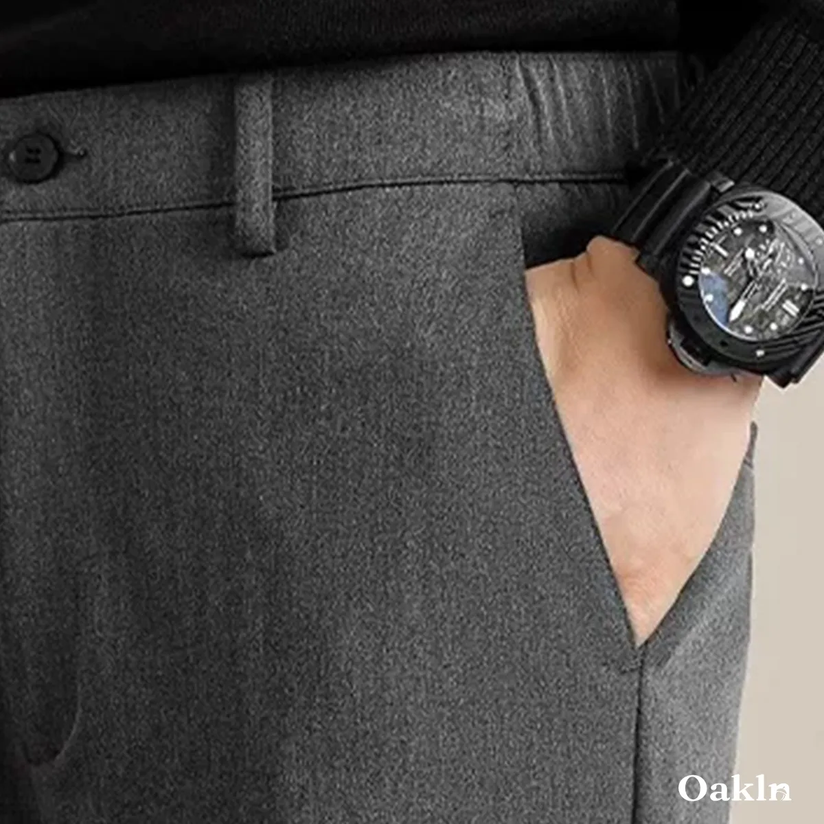 ハイストレッチノーアイロンメンズスラックス ストレートシルエット 落ち感 防シワ 通勤向けロングパンツ