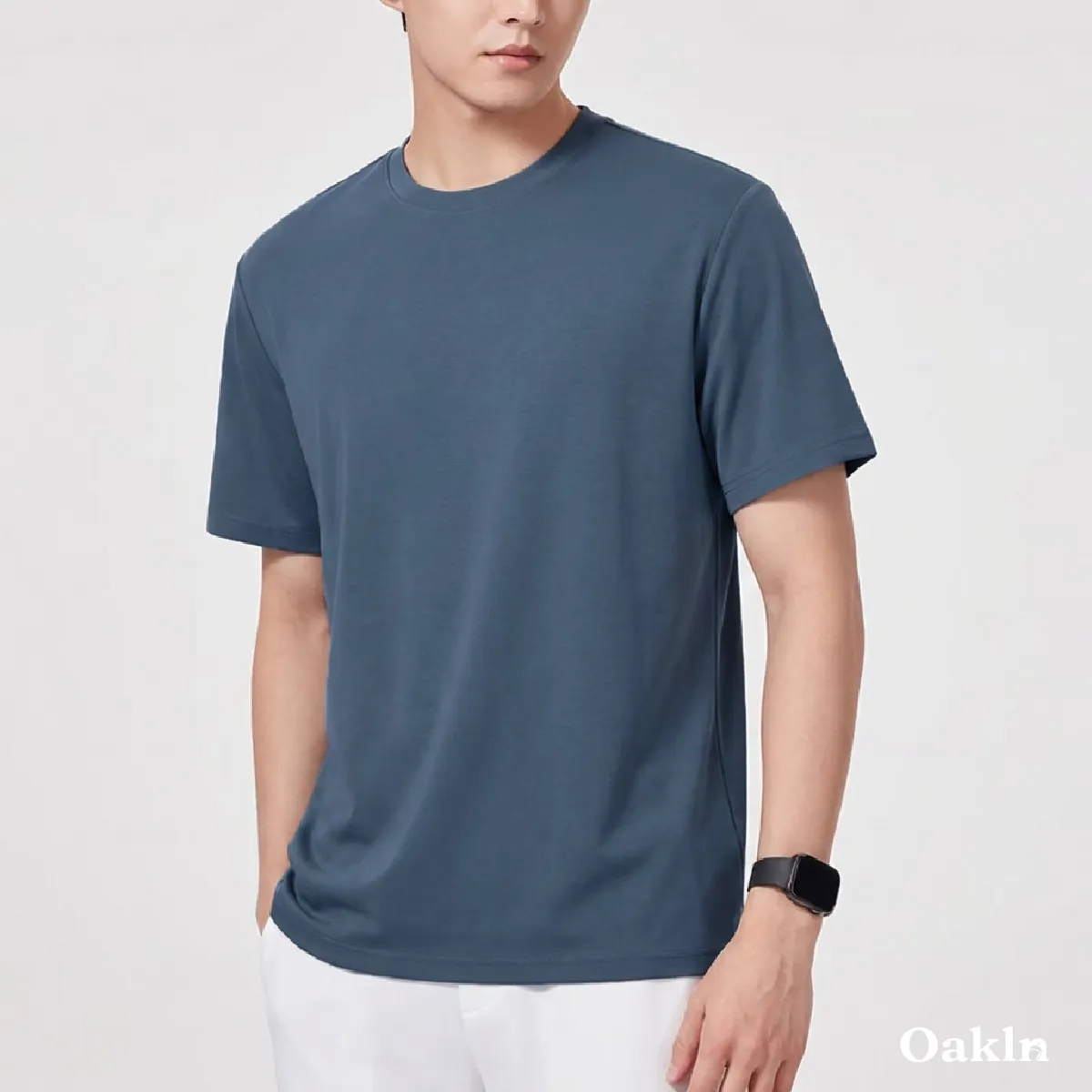 なめらかな肌触り　モダール混コットンTシャツメンズ-Oakln