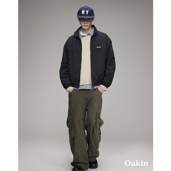 防風 軽量 速乾 スタンドカラー ブルゾン メンズ ラグランスリーブ ゆったり 体型カバー ライトアウター シンプル-Oakln