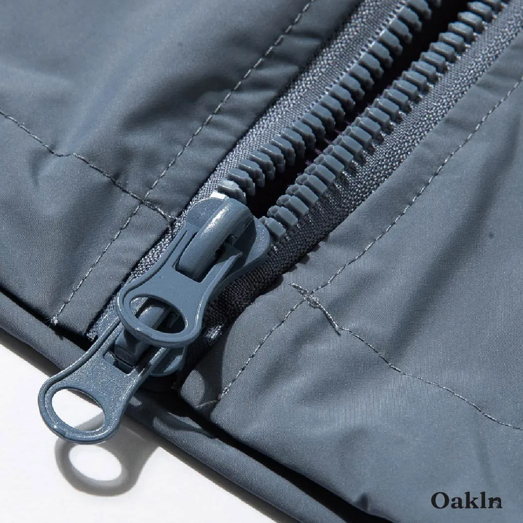 スタンドカラー  ジャケット  メンズ ダブルジップ 配色 切り替え 裾ドローストリング ゆったり 体型カバー ライトアウター 春秋-Oakln