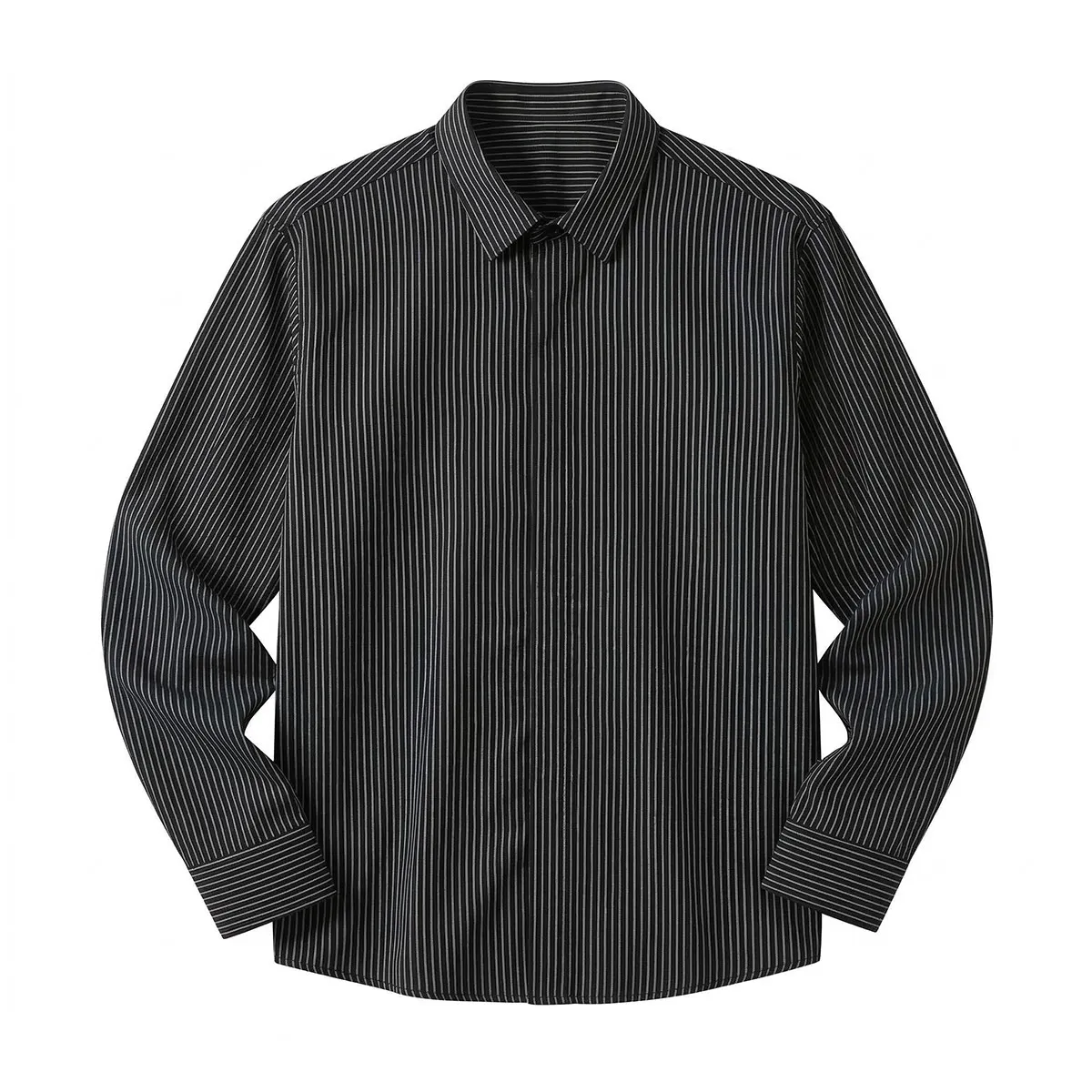 ビジカジ ストライプ 長袖シャツ ストレッチ 3D立体裁断 形状安定 1枚で決まる メンズシャツ