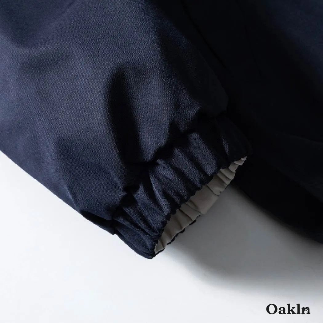 リバーシブル ジャケット メンズ 2WAY スタンドカラー 裾ドローストリング ゆったり 体型カバー ライトアウター 春秋-Oakln