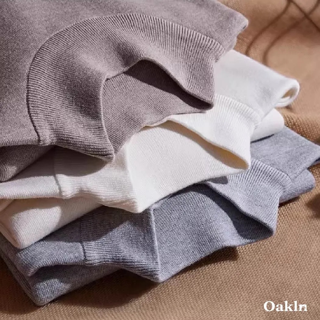 ハーフハイネック ニット メンズ 14ゲージ セーター 洗濯機洗いOK 綿混 きめ細かな平織り ゆったり 体型カバー  春秋冬向け-Oakln