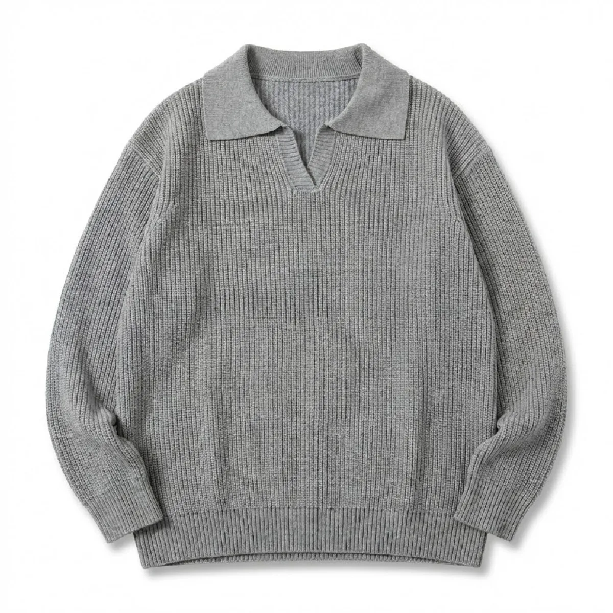 ウォッシャブル 折り襟ニット リブ 畔編み 洗濯機洗い可能 メンズ-Oakln
