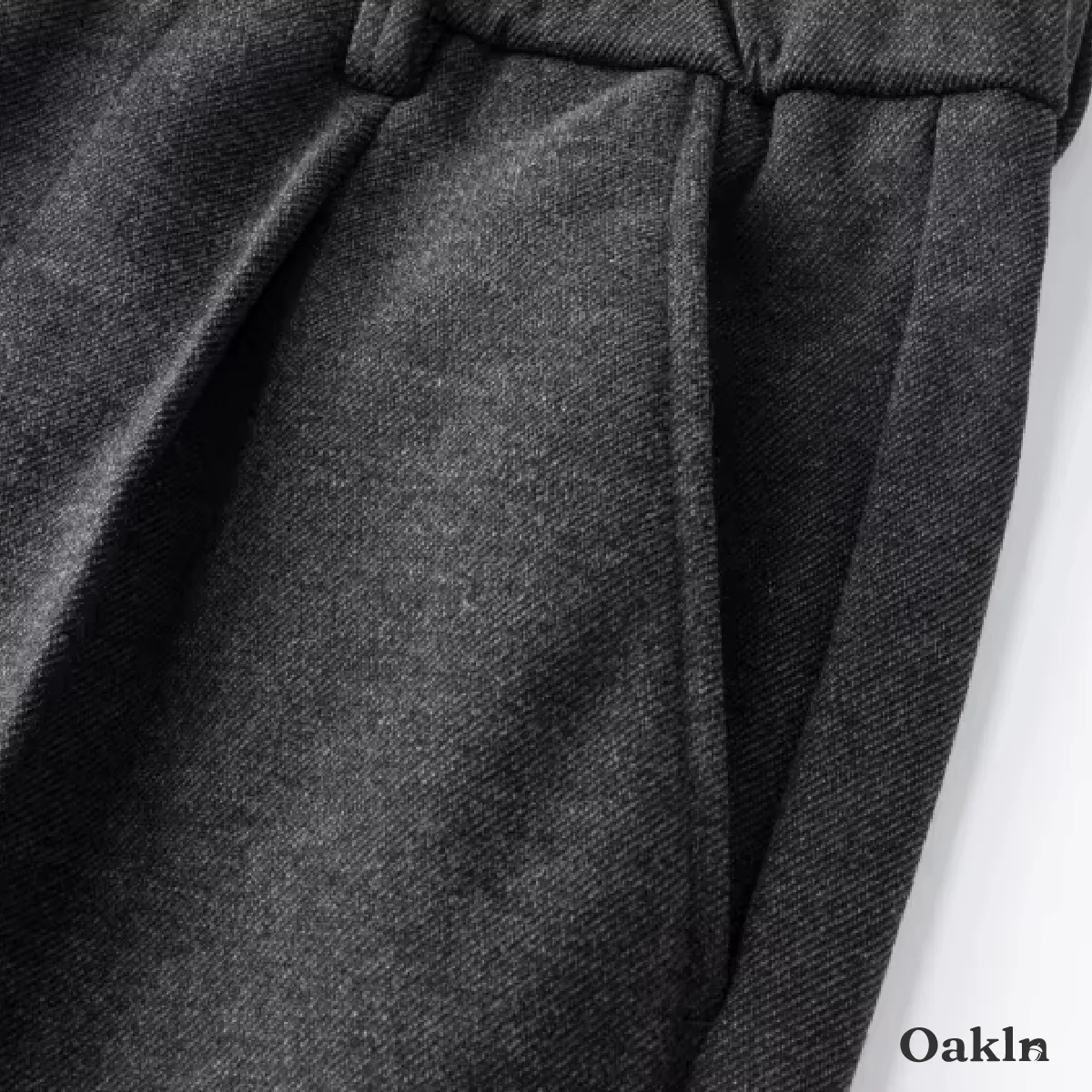 ウール混紡  イタリアン ダブルプリーツ  メンズ ウエストゴム  ハイウエストリラックスフィットスラックス-Oakln