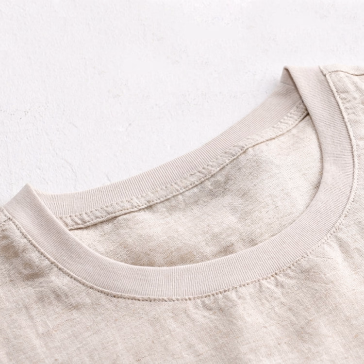 Oakln-リヨセル×リネン混 半袖Tシャツ 涼しく快適 通気性 洗濯機OK 型くずれしにくい