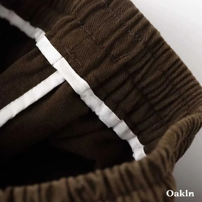 ヘビーウェイト コットン100% 微起毛 バルーンパンツ メンズ ワイドパンツ 裾絞り 厚手 春秋冬向け -Oakln