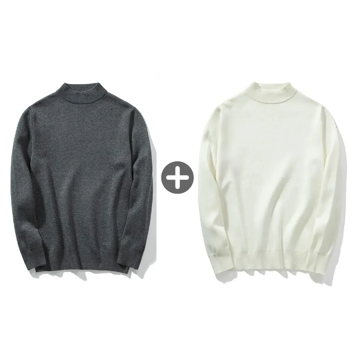 ハーフハイネック ニット メンズ 14ゲージ セーター 洗濯機洗いOK 綿混 きめ細かな平織り ゆったり 体型カバー  春秋冬向け