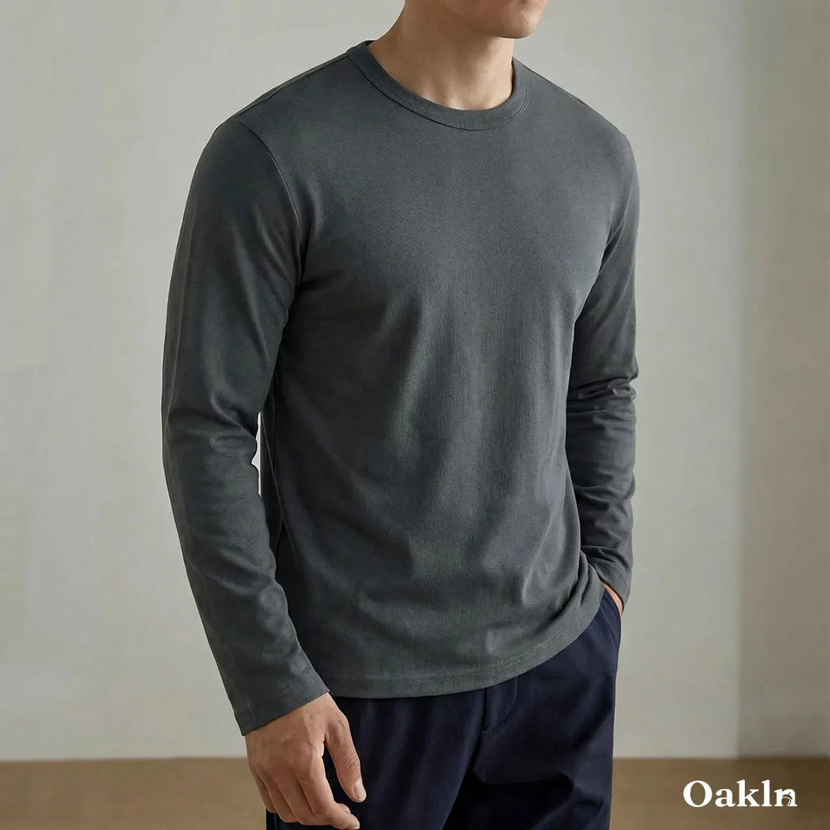 100％超長綿 長袖Tシャツ 三本針 液体アンモニア加工 型崩れしにくい