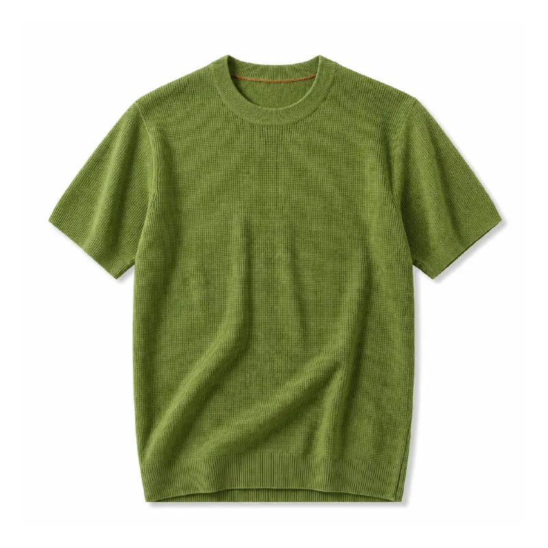 表面感のある冷感ニットTシャツ お手入れしやすくシワになりにくい