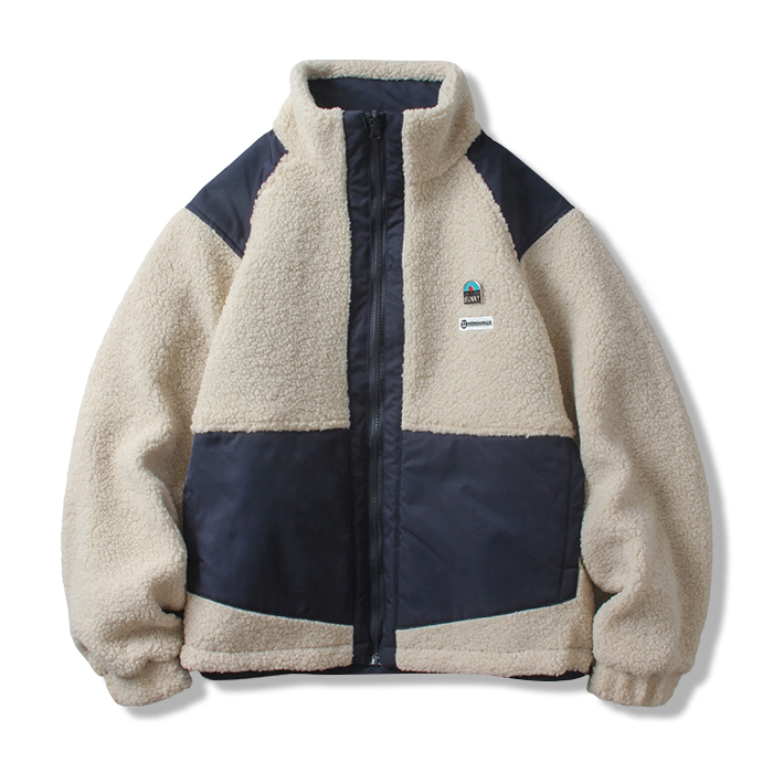 ヴィンテージリバーシブル仕様　防風ボアジャケット-oakln