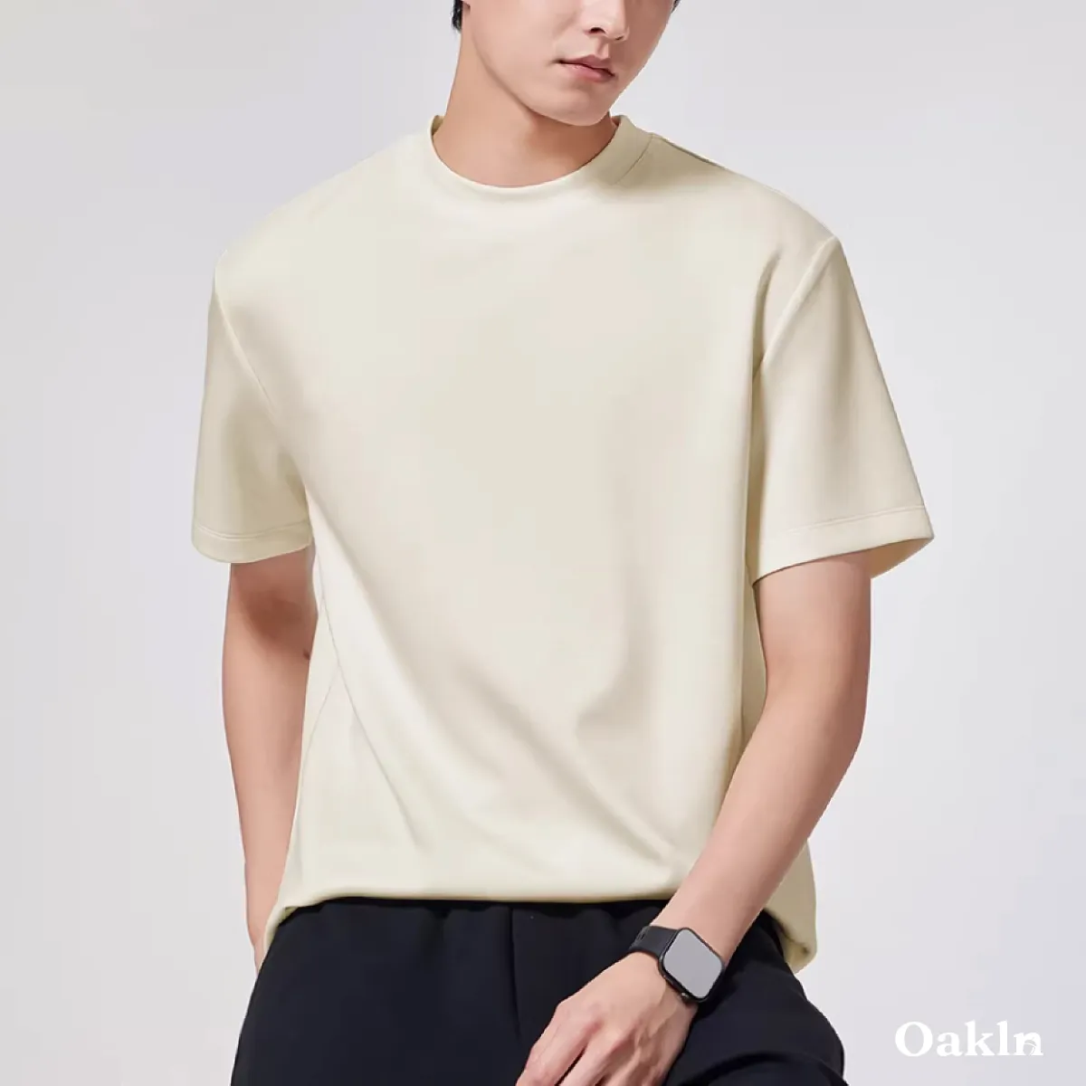 なめらかな肌触り　モダール混コットンTシャツメンズ-Oakln