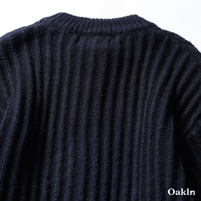 2色展開　無地ローゲージニットカーディガン-oakln