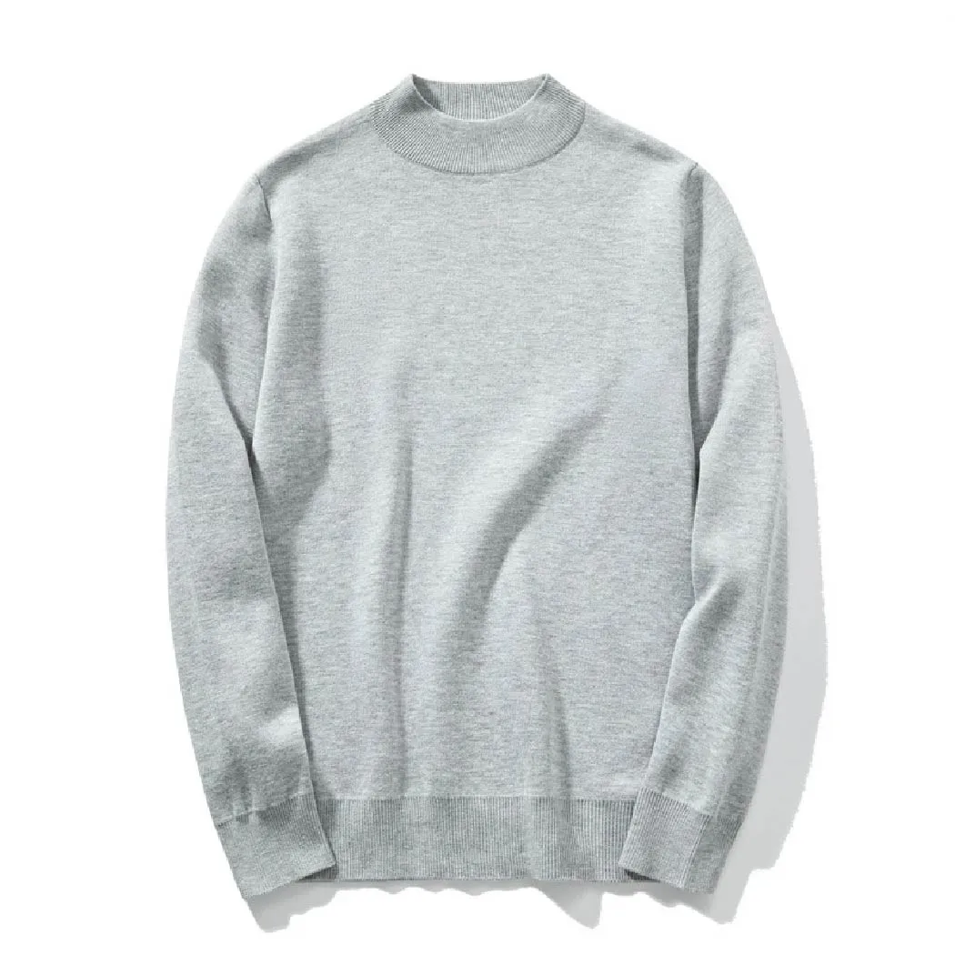 ハーフハイネック ニット メンズ 14ゲージ セーター 洗濯機洗いOK 綿混 きめ細かな平織り ゆったり 体型カバー  春秋冬向け