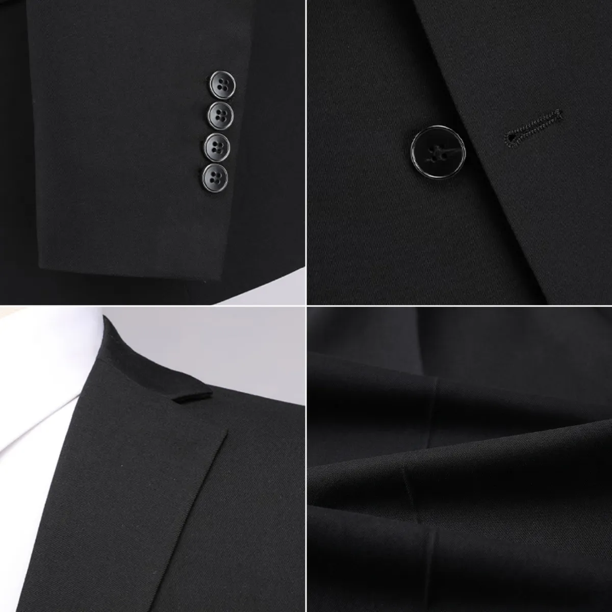 立体的な肩パッドで印象を引き締める　洗えるビジネススリーピーススーツ