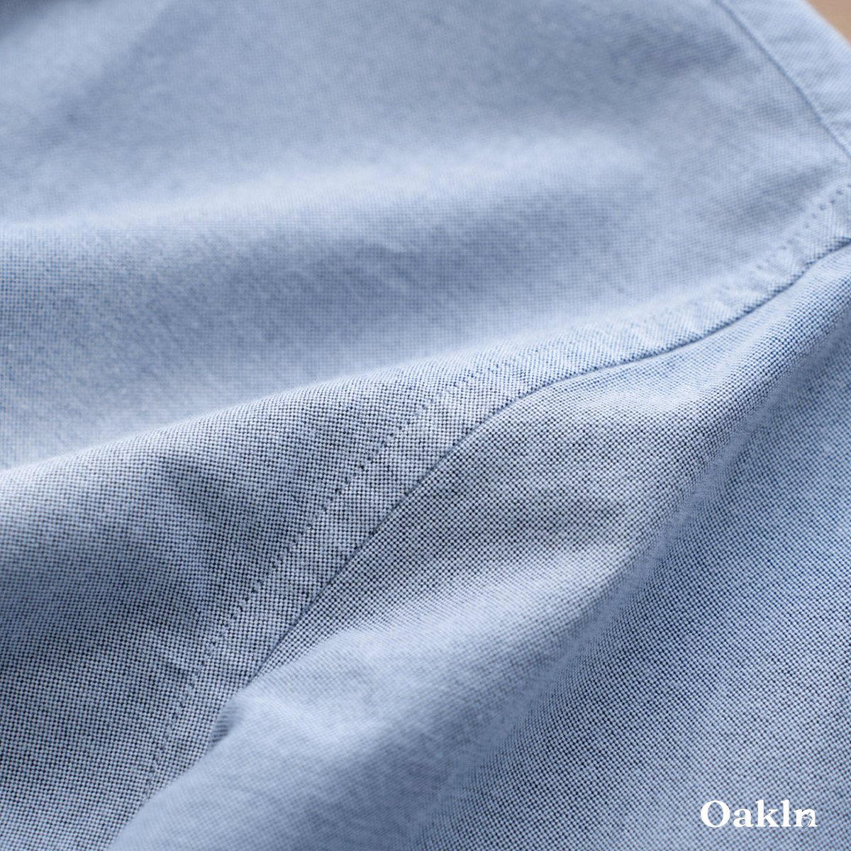 コットン100％ 超長綿 両面起毛 オックスフォード長袖シャツ-Oakln