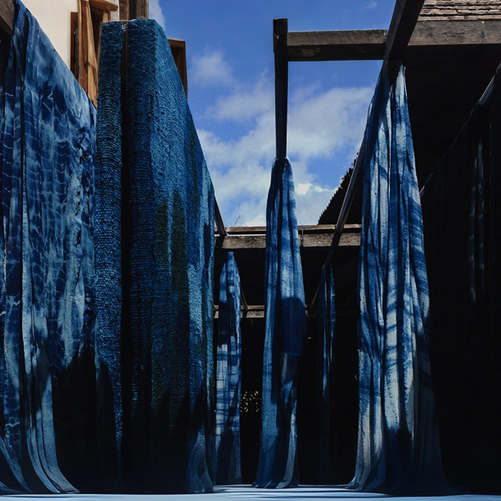 ビーオンス 祥雲文様 藍染刺し子・手作業仕立ての半纏-oakln