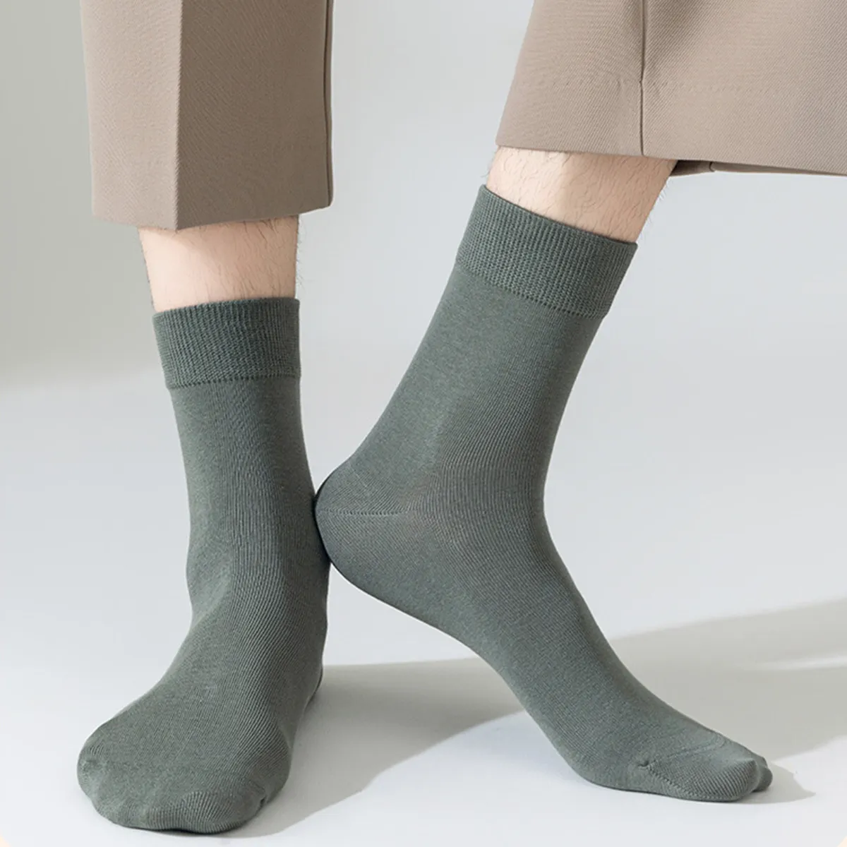 長繊維コットン コットン100% 抗菌防臭 シームレス仕様 ビジネスミドル丈メンズソックス