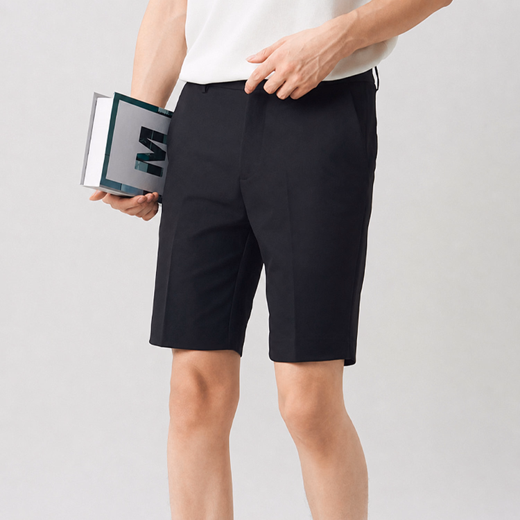 夏用メンズショートパンツ 薄手 通気性のある素材 イージーケア 落ち感のあるシルエット ビジネスカジュアル