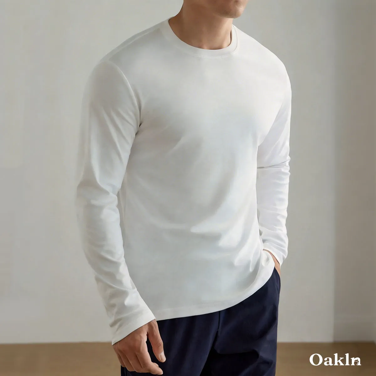 100％超長綿 長袖Tシャツ 三本針 液体アンモニア加工 型崩れしにくい