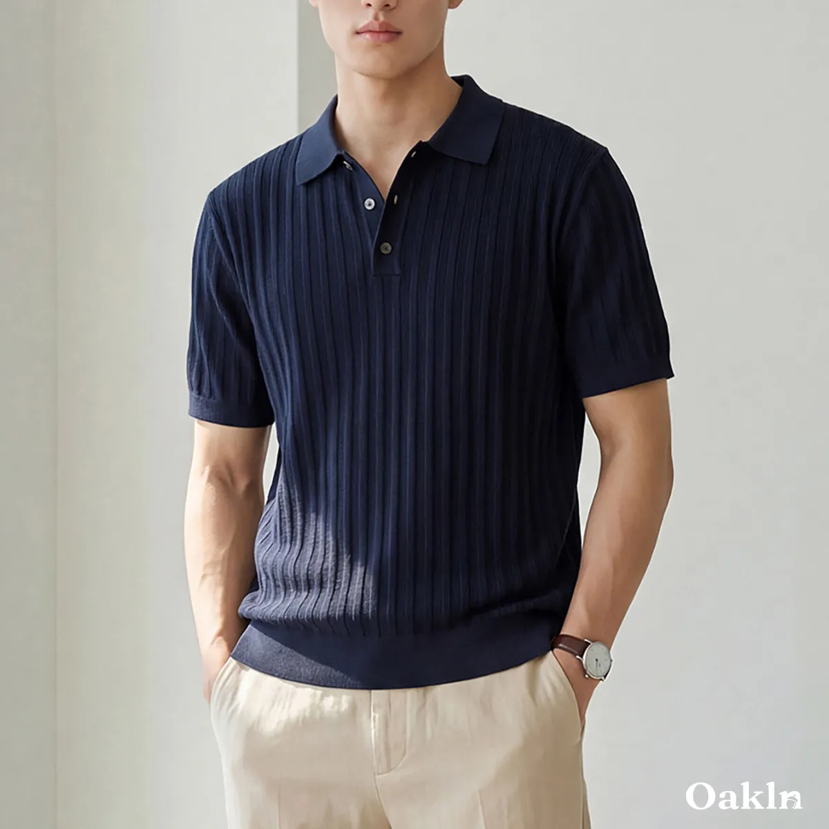 洗っても変形しない　接触冷感　ハリのあるニットポロ