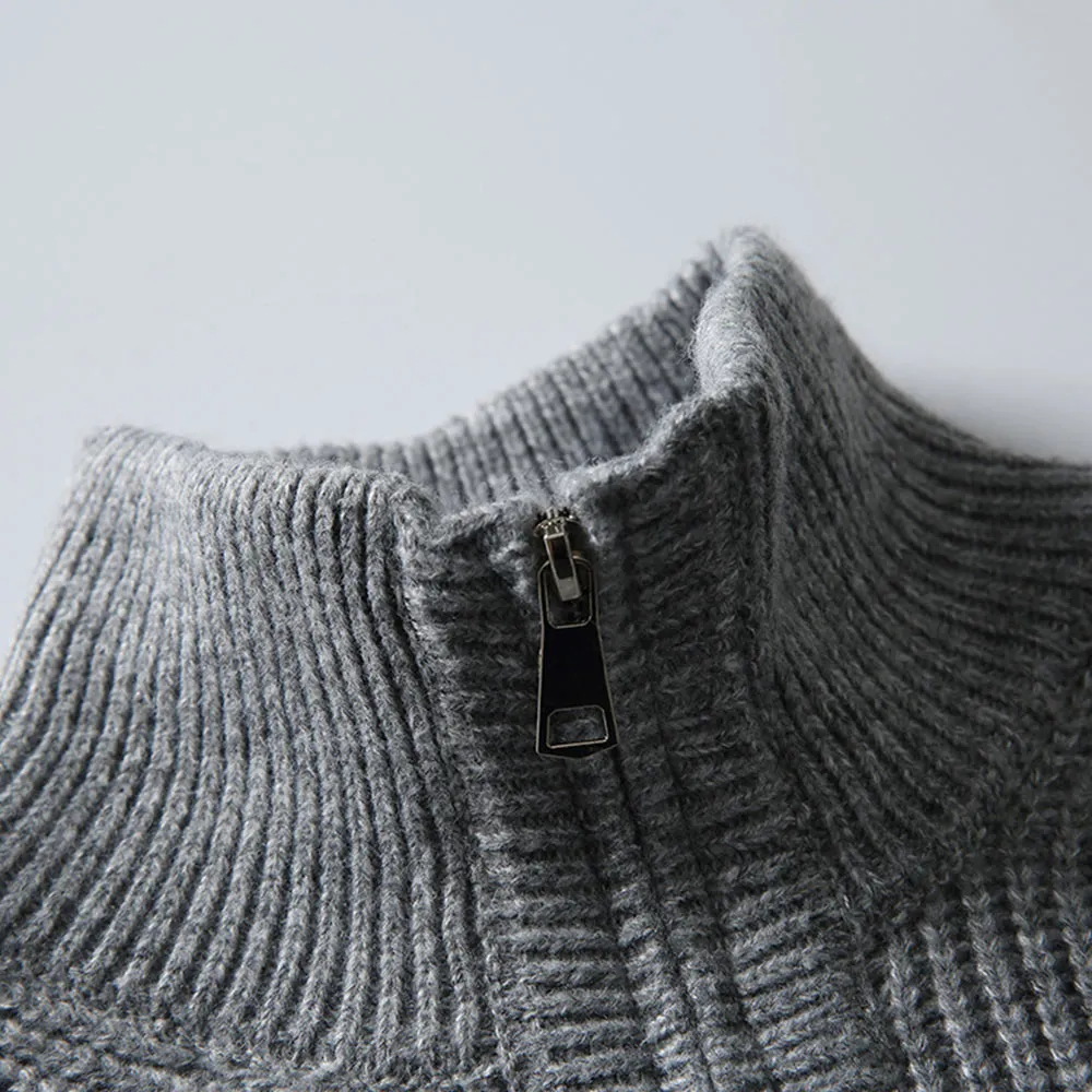 ミニマルクラシック　無地ハーフジップスタンドカラーセーター