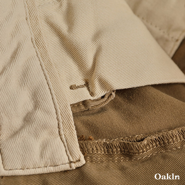ヴィンテージ加工　着回し自在微ストレッチカジュアルパンツ-oakln