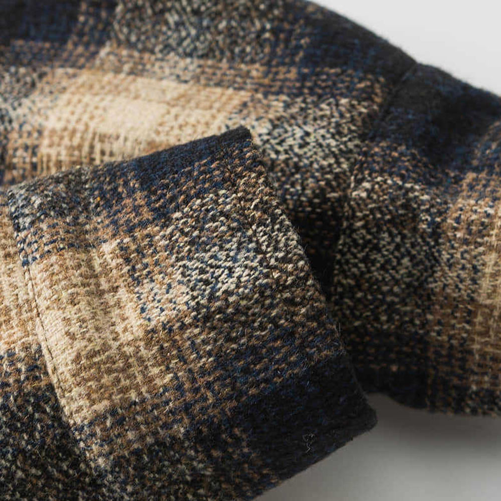 ボア裏地　ツイードチェック柄長袖シャツジャケット-oakln