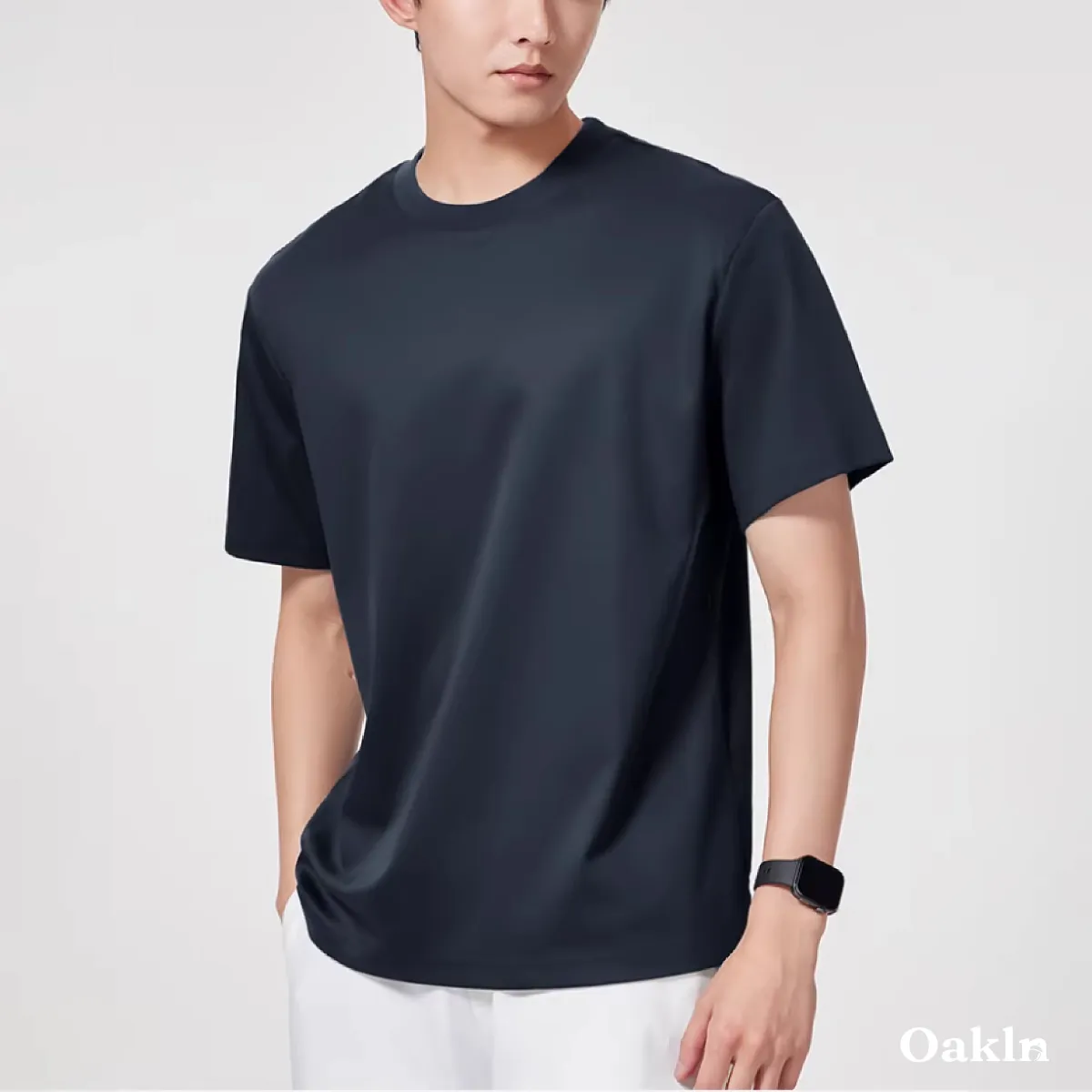 なめらかな肌触り　モダール混コットンTシャツメンズ-Oakln