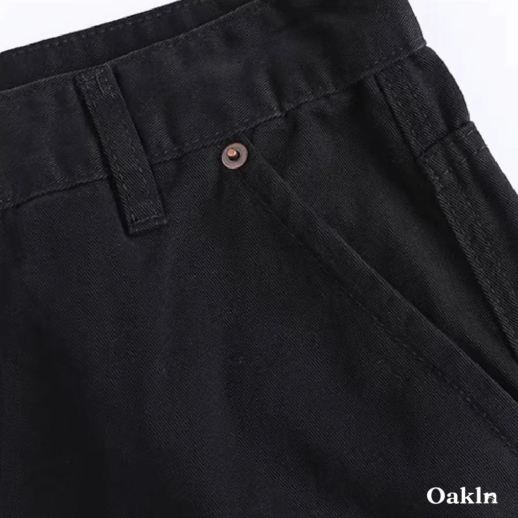 カーゴパンツ メンズ コットン100% ワイド ストレート ワークパンツ ゆったり 体型カバー 厚手 オールシーズン対応-Oakln