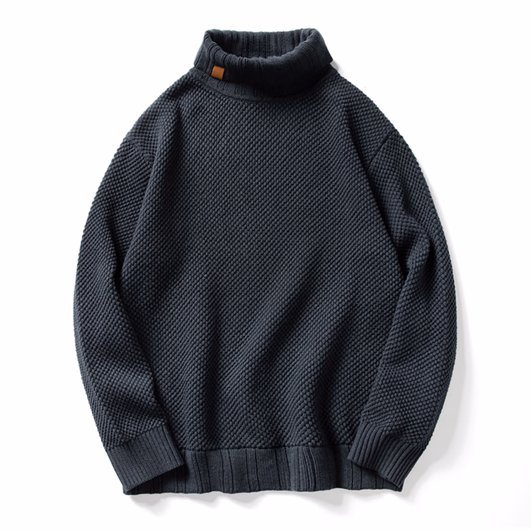 【肌にやさしいニット】クラシックハイネック 680g コットン混 チクチクしない 秋冬あったかニットトップス