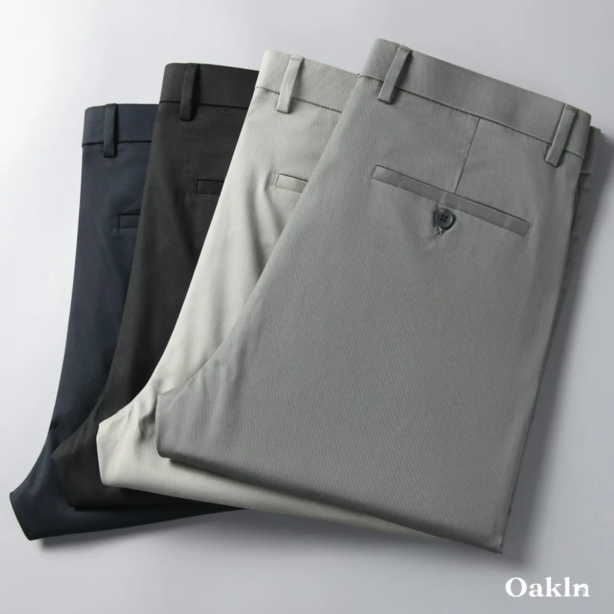 なめらかなリヨセルコットン混紡素材 アイロンいらず ビジネスカジュアル対応 スラックス-Oakln
