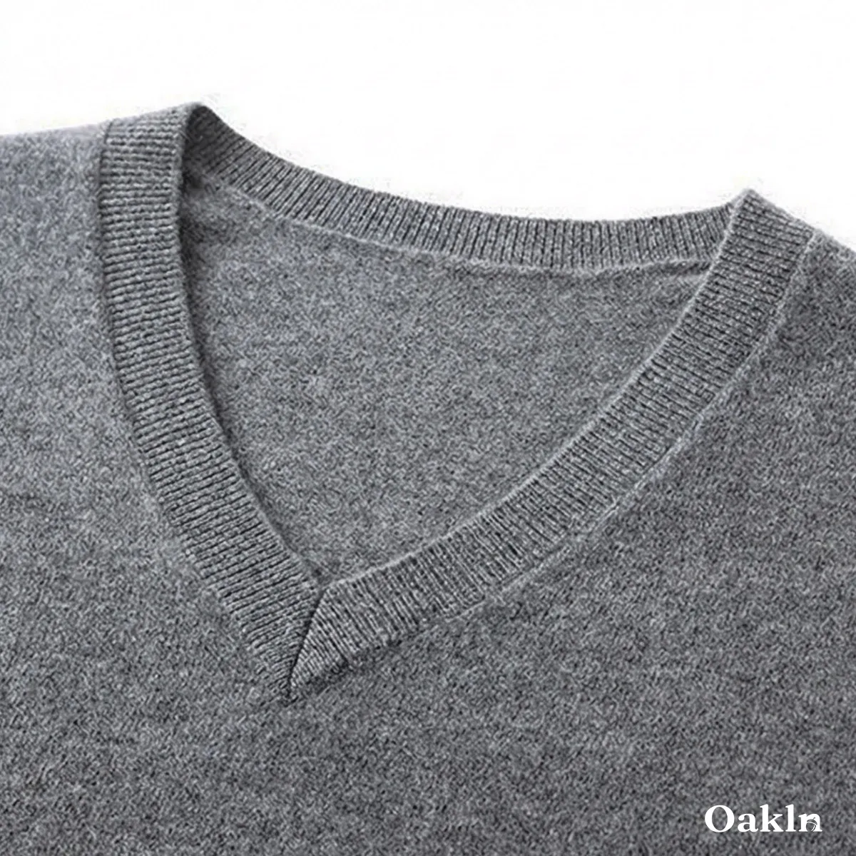 高密度 細ゲージ Vネックニット セーター ビジネスカジュアル 洗濯機洗い可能-Oakln