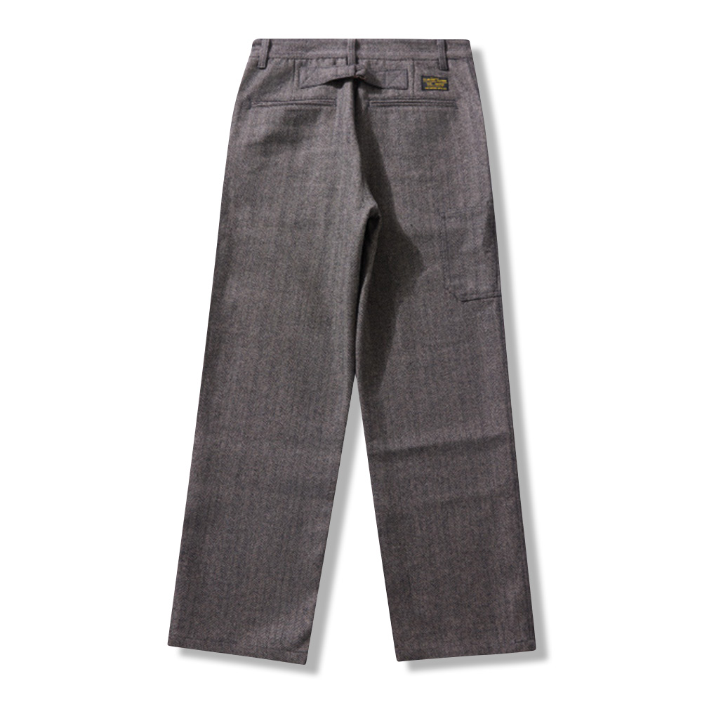 ヴィンテージカジュアル　 ヘリンボーン柄ウールスラックス-oakln
