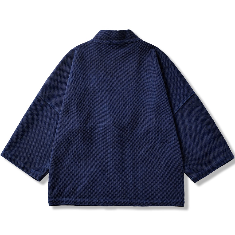 ビーオンス 祥雲文様 藍染刺し子・手作業仕立ての半纏-oakln