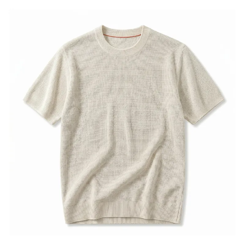 表面感のある冷感ニットTシャツ お手入れしやすくシワになりにくい