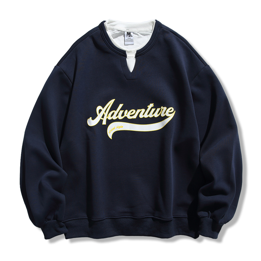 アメリカンヴィンテージ　ネック切り替えロゴプリントスウェット-oakln